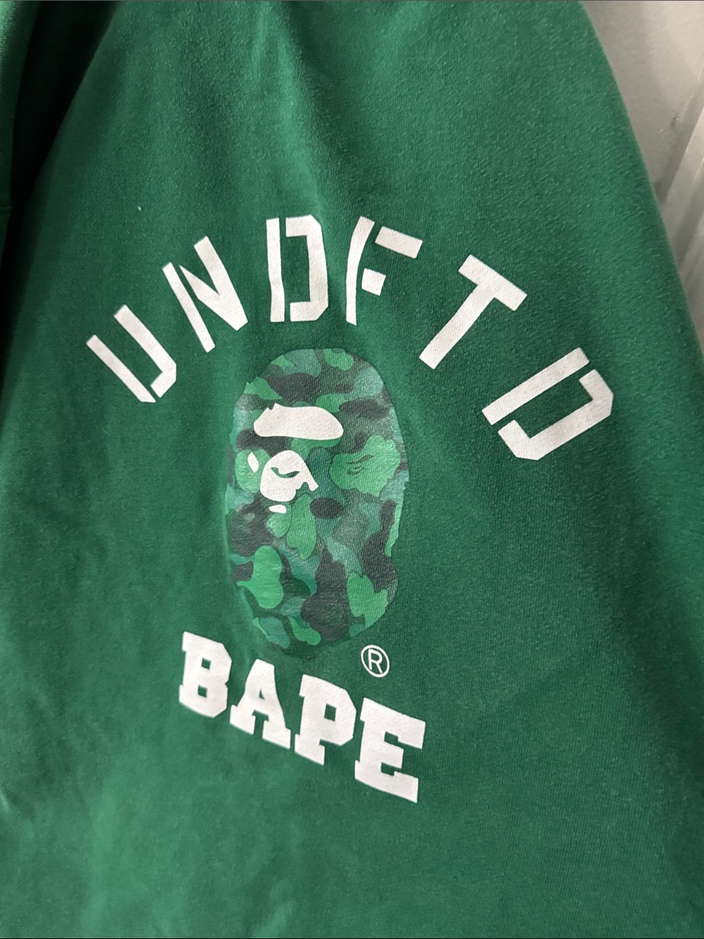Rare 3 XL Bape Green Camo Ape Logo Hoodie